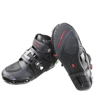 Chaussure moto professionnelle en cuir et avec protection des chevilles pour homme