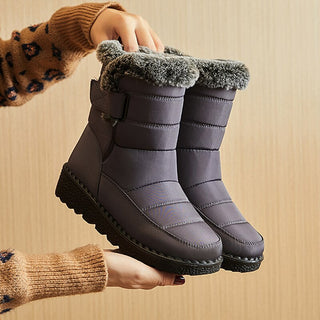 Chaussures hiver imperméables, chaudes et élégantes pour femme : Bottines fausse fourrure et plateforme