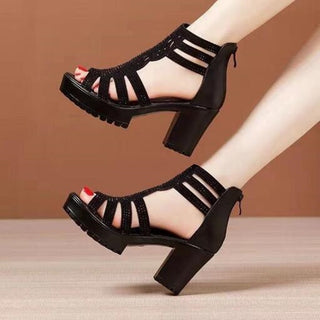 Chaussure ouverte élégant avec talon et fermeture éclair pour femme