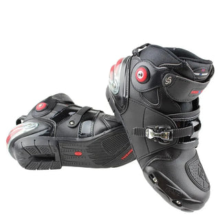 Chaussure moto professionnelle en cuir et avec protection des chevilles pour homme